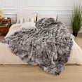 thumbnail image 5 of MJIAexp Faux Fur Throw Blanket for Couch, Cozy Soft Plush Thick Fuzzy Comfy Bubble Blanket and Fuzzy Plush Rabbit Fur Blanket for Sofa Bedroom Living Room, 60" x 80"-Tie-dye Gray, 5 of 9
