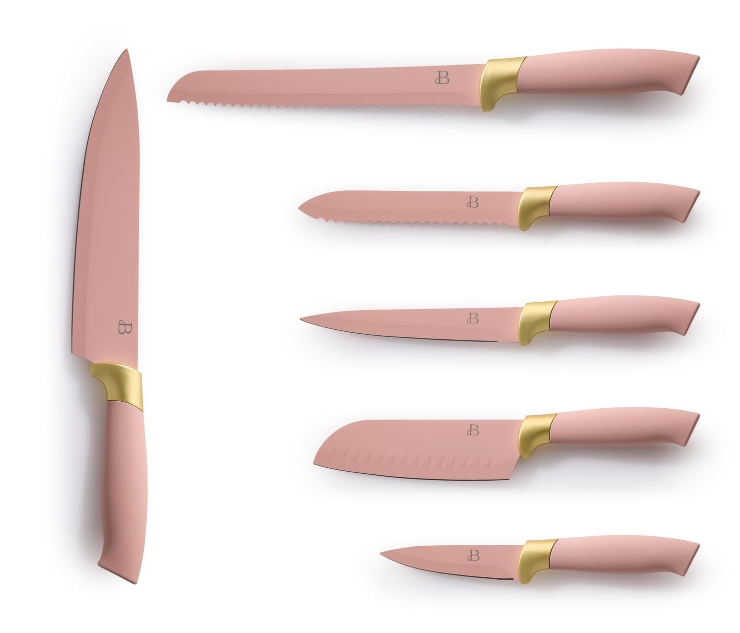 Beautiful 6-Piece Rose Champagne Gold Knife Set, 6-Piece Knife Set