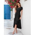 thumbnail image 6 of AURA Plus Size Women Sequin Formal Party Dress Flutter Short Sleeve Wedding Cocktail Long Evening Dress, 6 of 7