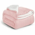 thumbnail image 1 of Manta de vellón Sherpa para cama, mantas para sofá, manta gruesa, suave y esponjosa, manta reversible de microfibra (rosa bebé, doble (150 x 200 cm)), 1 of 4