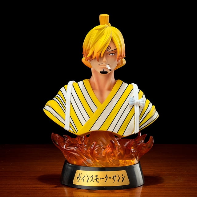 Media figura con caja de luz, One Piece Wano Country, modelo Zoro Luffy, regalo, 15cm