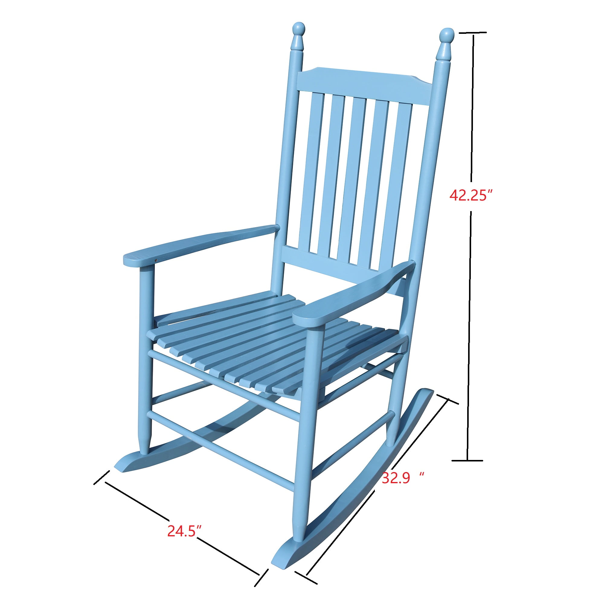 Wooden Rocking Chair Outdoor Rocker for Porch Patio Lawn Indoor Classic Arm Chairs,blue