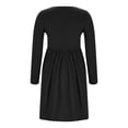 thumbnail image 4 of Lovzfmll Robe Maxi Trapèze à Manches Longues, Col Rond, Unie, Élégante, à Volants pour Femme, Noire, P, 4 of 6