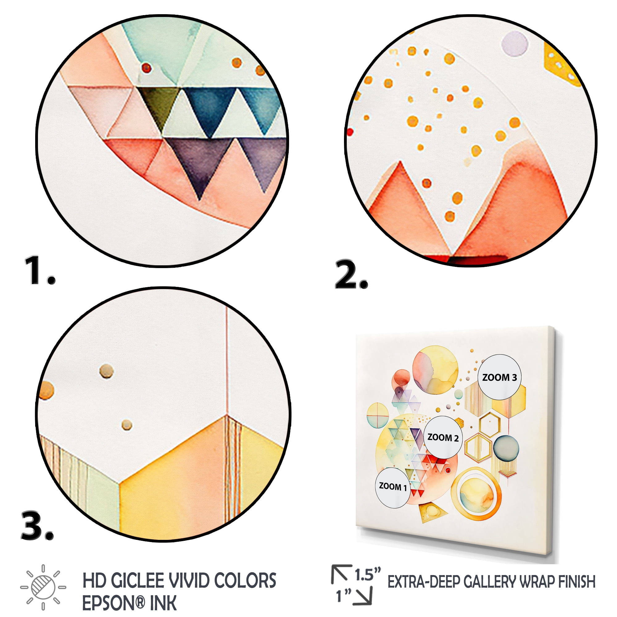 Designart Multi-Color Multi Shape Abstract I Canvas Wall Art