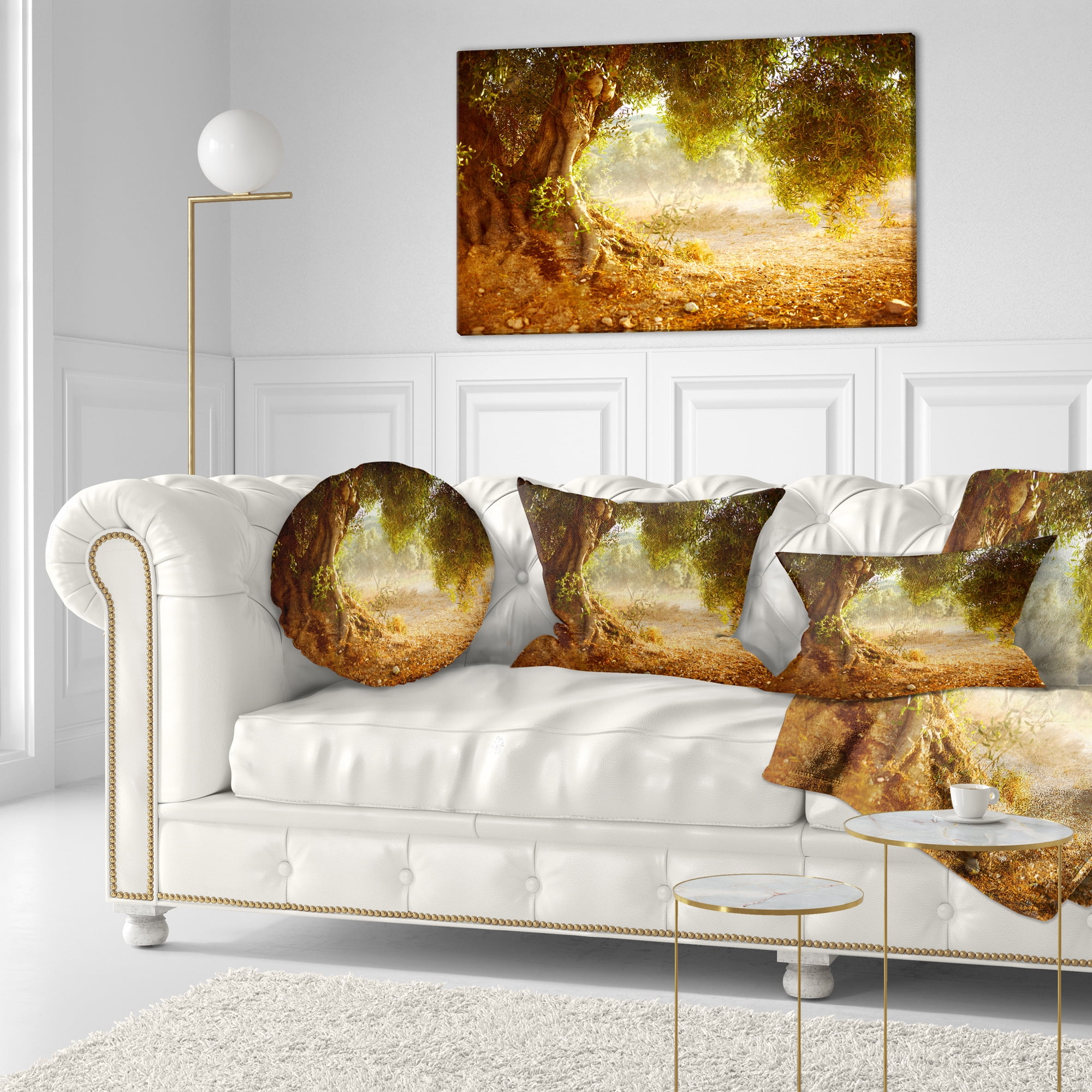 Designart Beautiful Old Olive Tree - Landscape Printed Throw Pillow - 12x20