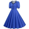 thumbnail image 1 of B91xZ Robe Décontractée Ample pour Femmes Col Carré Manches Courtes Dos Nu Volantée Robe Décontractée, Bleu TG, 1 of 5