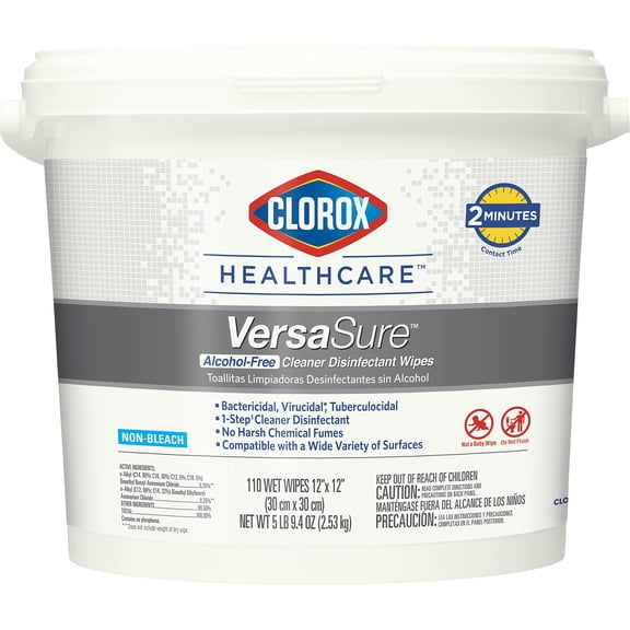 Cloroxpro Healthcare Versasure Cleaner Disinfectant Wipes, Alcohol Free Clorox Wipes, Healthcare Cleaning And Industrial Cleaning, 110 Count - 17595