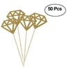 50pcs Glitter Paper Gold Diamond Cake Toppers Cake Decoration Party Ceremony Cupcake Toppers (Glitter Golden)