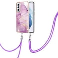 thumbnail image 1 of Allytech Galaxy S21 Plus Case,S21+ Case, TPU Marble Pattern Slim Fit Anti-scratch Shock-absorbing Full Protection Back Cover with Hand Strap Lanyard Case for Samsung Galaxy S21 Plus, Lightpurple, 1 of 4