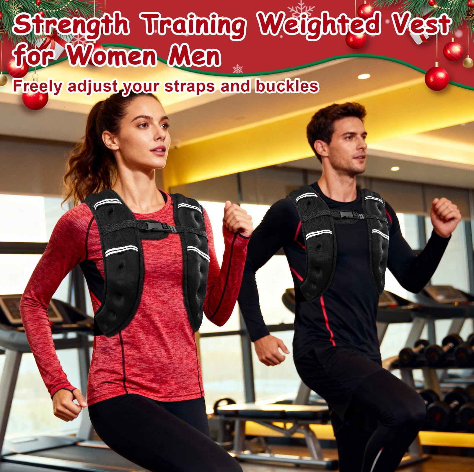 Weighted Vest Black 8 Lbs Adjustable Chest Size Strength Training Running Jogging