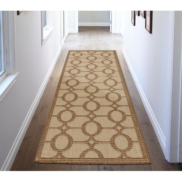 Ottomanson Jardin Collection Natural Circles Design Indoor/Outdoor Jute