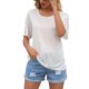 thumbnail image 5 of Camiseta de mujer de manga corta con cuello redondo Sexy Hollow Summer Top suelto, blanco, S Methold AP001234-01, 5 of 7