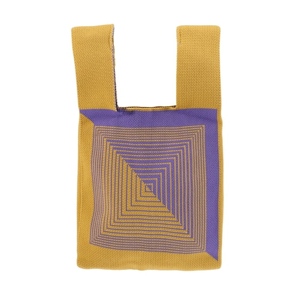 1 Pc Reusable Mesh Net Grocery Tote Bags Purple Yellow 14.17"x7.87" for Market Shopping