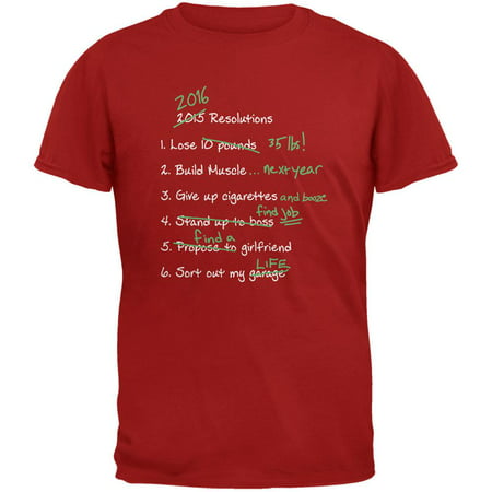 Funny New Years Resolution List Cardinal Red Adult T-Shirt -