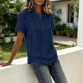 thumbnail image 5 of Henley Shirts for Women Cotton linen Short Sleeve Stitched Dressy Casual Summer Boho Button Tops Loose Fit Tunic Top Work Blouses,3XL, 5 of 8