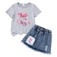 thumbnail image 4 of TAmtem Kid Girls Clothes Outfits Cute Sweet Bowknot Print Denim Short Summer Clothing Set(E,4-5 Years), 4 of 4