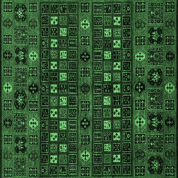 Ahgly Company Indoor Square Abstract Emerald Green Modern Area Rugs, 5' Square