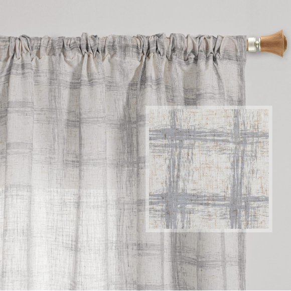 Cortinas MYSKY HOME semitransparentes de 213 cm de longitud, 2 paneles, color gris