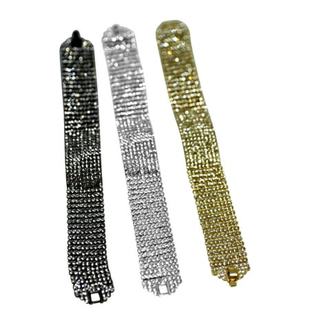 Zirconmania - 9-Row Crystal Rhinestones With Pave Crystal Rectangle Center Bracelet