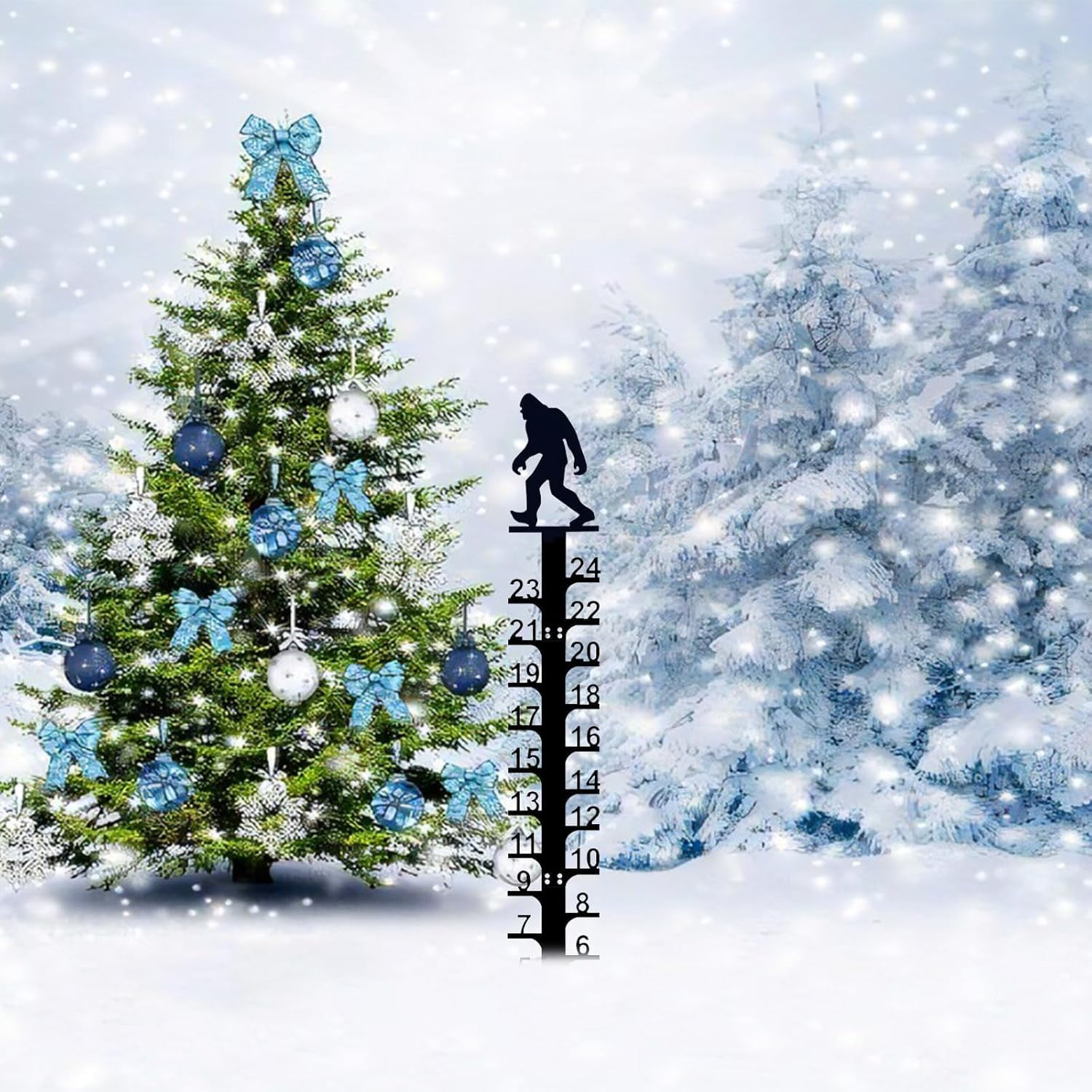 Snow Measuring Stick, 24inch Snow Gauge, Outdoor Measuring Gauge, Metal Detachable Snow Measuring Stick, Rain Gauge Garden Stakes for Yard, Lawn & Garden, Easy to Read