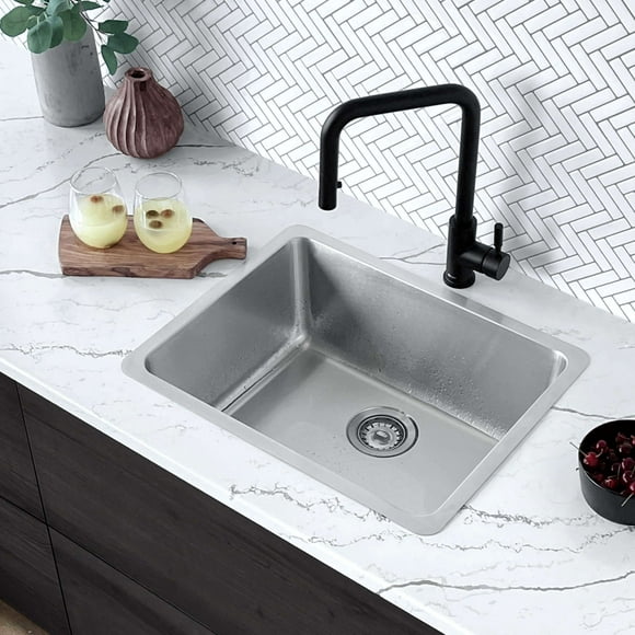 STYLISH Single Bowl Undermount and Drop-in Stainless Steel Kitchen Sink with Strainer