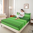 thumbnail image 3 of Castle Fairy Geometric Gradient Horizontal Stripe King Sheets 4pcs,Abstract Neon Thin Line Bedding,Lime Forest Green,1 Flat Sheet, 1 Fitted Sheet and 2 Pillowcases, 3 of 7