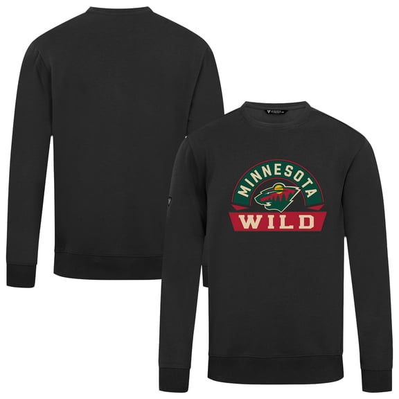 Men's Levelwear Black Minnesota Wild Zane Banner Arch Pullover Sweatshirt