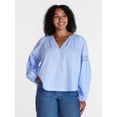 thumbnail image 2 of Time and Tru Women's Lace Insert Popover Full Sleeve Top, Sizes XS - XXXL, 2 of 6