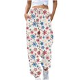thumbnail image 2 of LEBONYARD Pants for Women Flowy Drawstring Waist Wide Leg,Womens Pants Clearance Cargo,Women's Casual Trousers Printing Drawstring Pants Waist Long Pants Sweatpants with Pocket Multicolor S, 2 of 5