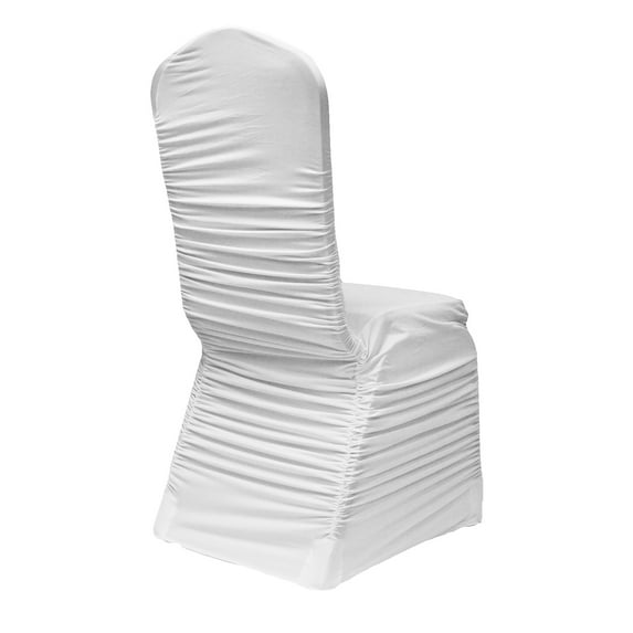 Ruched Fashion Spandex Banquet Chair Cover Fits: Round Banquet or Crown Top Banquet - White, 1 Piece