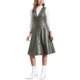 thumbnail image 2 of Vestido Midi Casual sin Mangas de Cuero Sintético con Cuello en V para Mujeres, Botones, Color Verde Ejército, 2 of 5