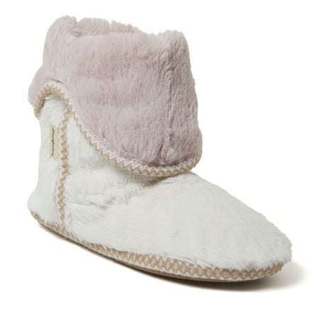 

Dearfoams Women s Beth Faux Fur Fold Down Fuzzy Bootie House Slipper Boot