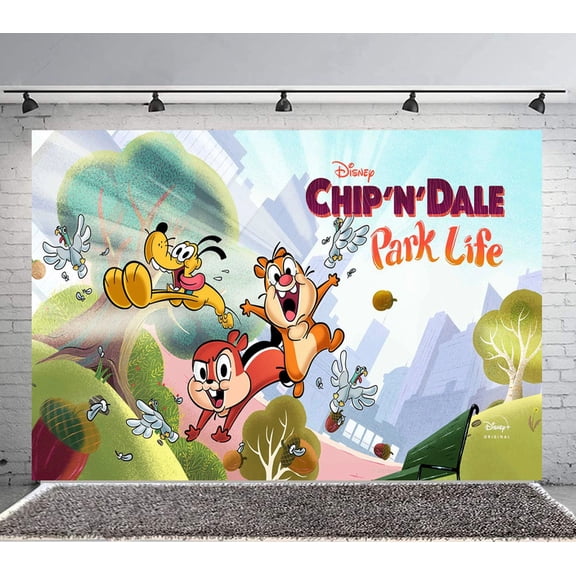 Chip 'n' Dale Park Life Backdrop Banner Party Supplies Poster Movie Theme Background for Photography Birthday Decorations