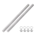 thumbnail image 1 of 2 Pack Fully Threaded Rod, M12 x 200mm 201 Stainless Steel Right Hand Threads Rods with Nuts and Flat Washer, 1 of 6