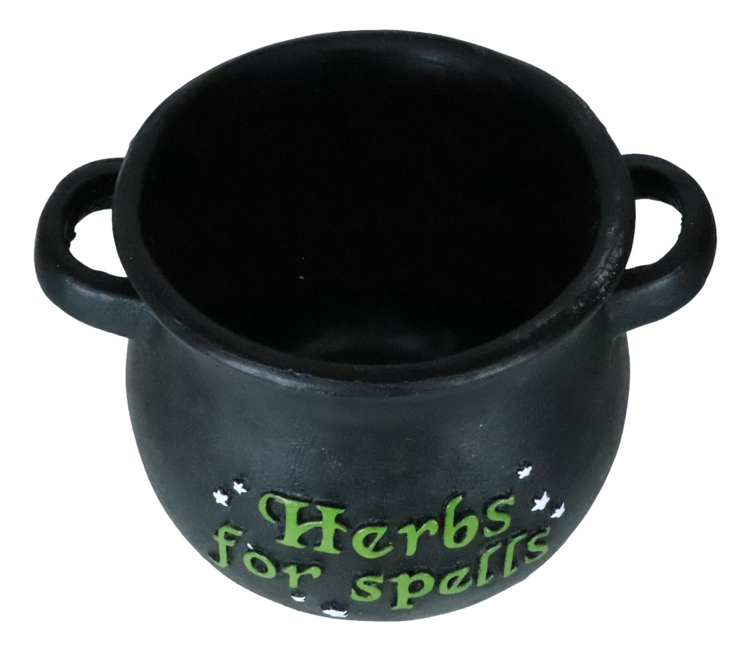 Green Thumb Witch Gardening Black Herbs For Spells Cauldron Planter Pot 7.5"D