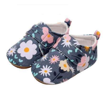 

Newborn Baby Boys Girls Sneakers Soft Sole Rubber Infant First Walkers Floral Print Anti-Slip Cribster Shoes 0-18M