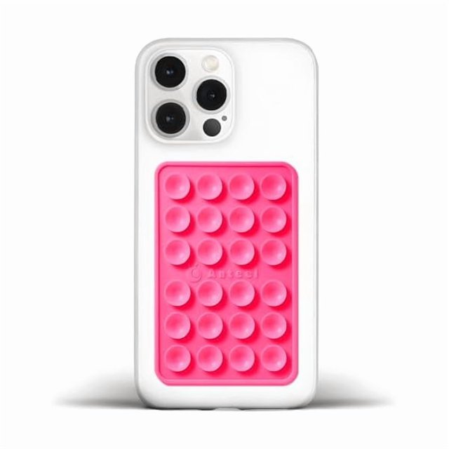 wonima02 Anteel Medium-Sized Silicone Suction Phone Case Adhesive Mount, Enhanced Suction Power and Upgraded Thickened Sticky Phone Grip, Durable, Hands-Free Sticky Phone Holder, 2.28"x3.46" (Rose)