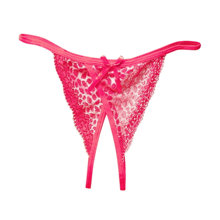 Qcmgmg Plus Size Underwear Low Rise Lace Stretch Womens Thongs Plus Size No  Show String Sexy See Through Ladies Panties Plus Size Hot Pink Free Size