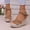 Brown, variant on Women's Wedge Peep Toe Sandals, Spring/Summer Buckle Strap Design High Heel Look Trendy Comfortable Sandals with Arch Support Black