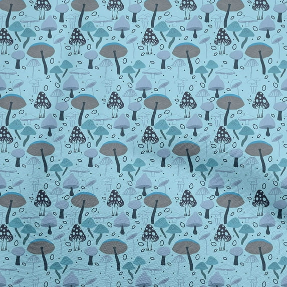 oneOone Georgette Viscose Light Blue Fabric Mushroom Sewing Craft Projects Fabric Prints By Yard 42 Inch Wide