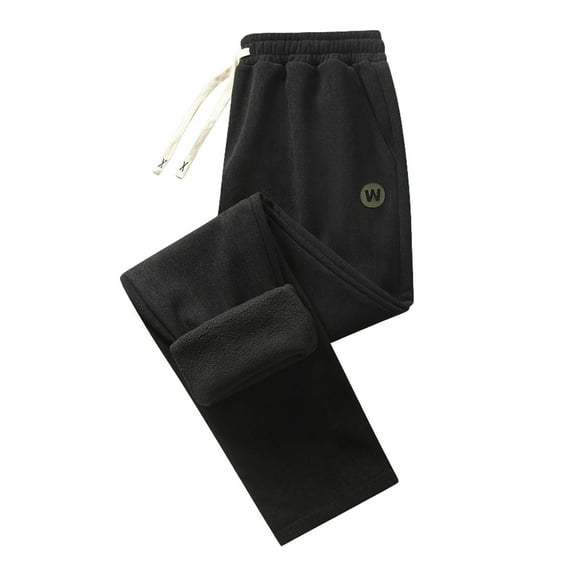 Donemore Men's Solid Corduroy Fleece-Lined Warm Straight-Leg Pants Winter Thick Casual Trousers Classic Straight Cut Business Trousers