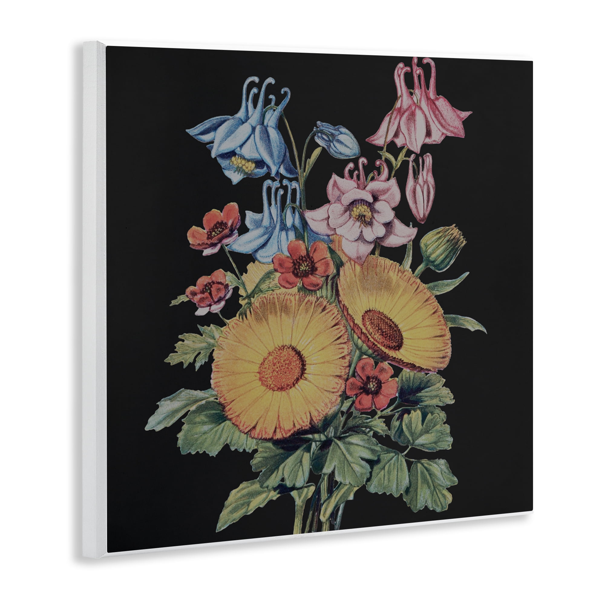 Stupell Industries Vintage Bouquet Study on Black Wall Plaque Art, design by Dan Meneely