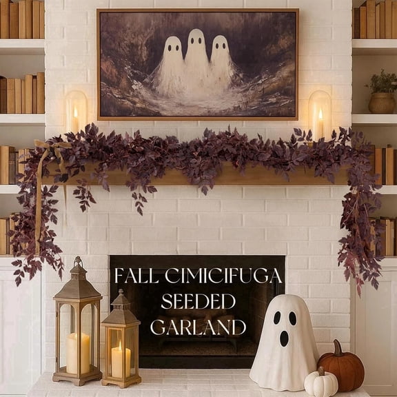 PPKVUFD Fall Decorations for Home-6FT Dark Plum Fall Garland, Artificial Autumn Leaf Garland for Mantel, Fireplace, Table, Moody Thanksgiving Halloween Decor with Flexible Branches for Indoor Styling