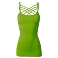 thumbnail image 2 of URBAN DAIZY Women's Seamless Triple Criss Cross Front Cami Top Lattice Strappy Tank Spaghetti Strap Camisole Undershirt A33_6660 Green 1X/2X, 2 of 7