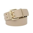 thumbnail image 4 of Retro Style Double Grommet Belt Leather Waist Strap Prong Buckle Trousers Accessories Decorative Waistband Punk Belt Men Women Waist Belt Beige, 4 of 10