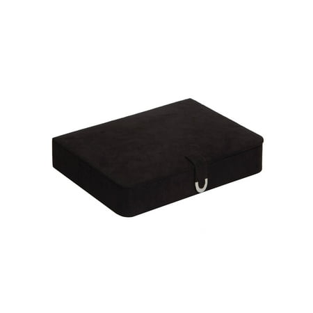 Fabric Jewelry - Mele & Co. Cameron Black Plush Fabric Jewelry Box and Ring Case with 35 Sections - 12W x 1.75H in.