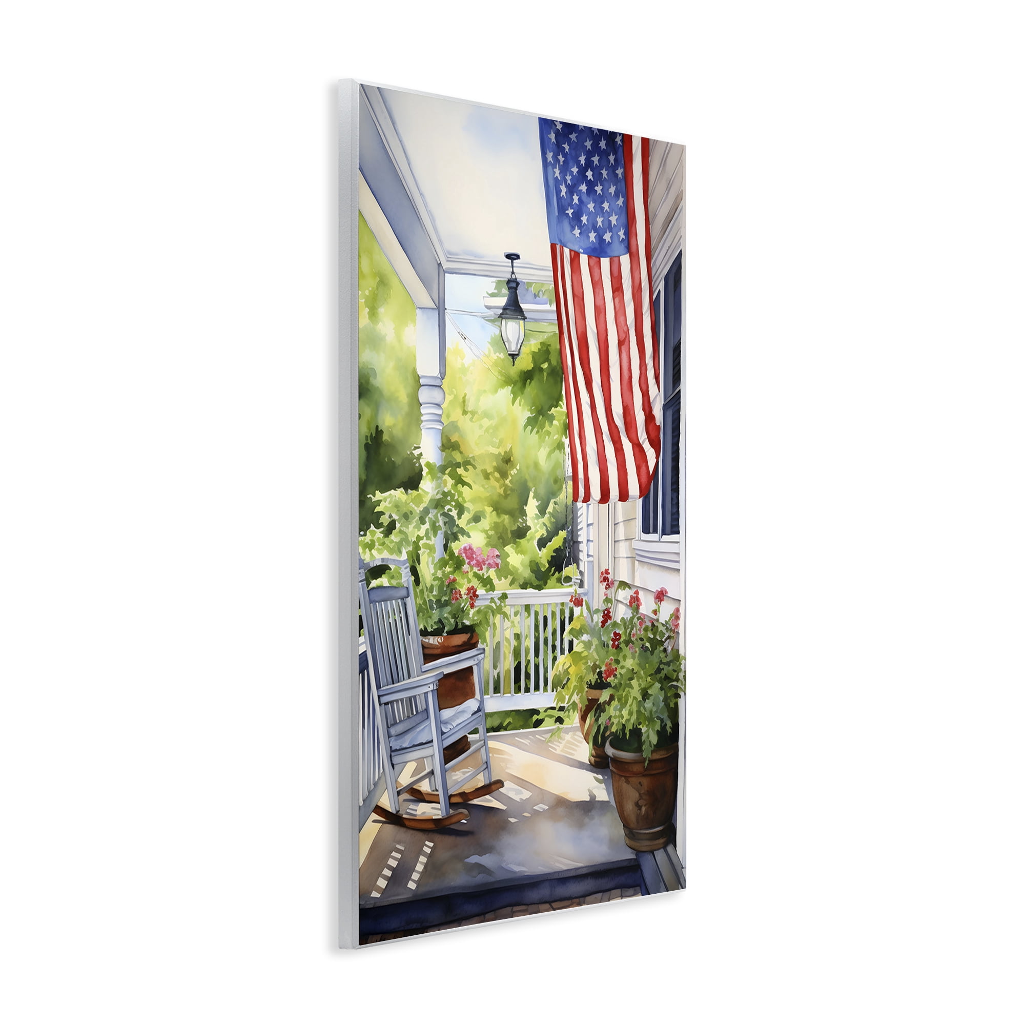 Stupell Industries Patriotic Summer Porch Scenery Painting Unframed Art Print Wall Art, 10 x 15