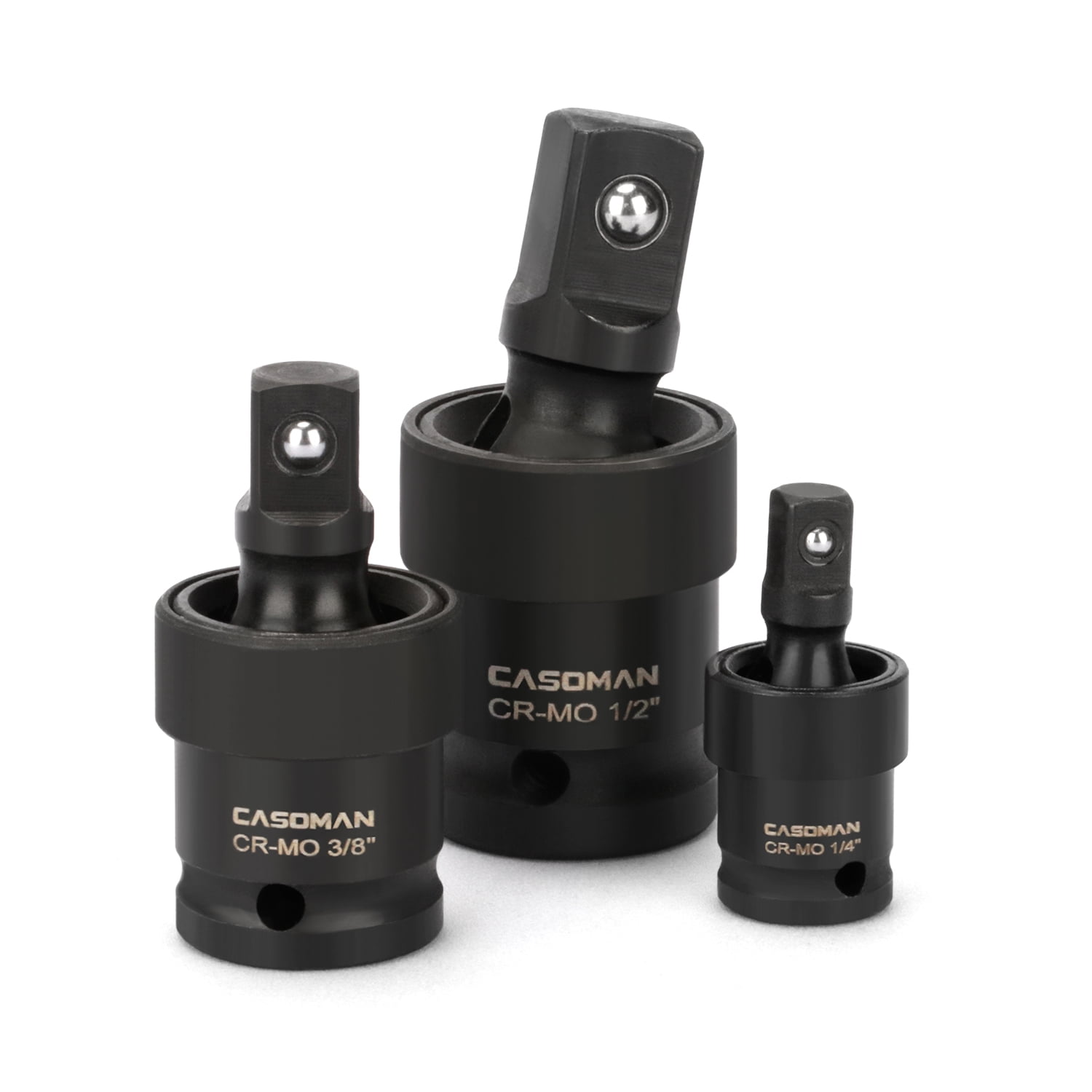 CASOMAN 3-Piece Impact Universal Joint Set - 1/4', 3/8' and 1/2' Drive, CR-MO
