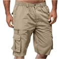 thumbnail image 2 of Eryao Men's Big and Tall Cargo Shorts Elastic Waist Button Fly Outdoor Hiking Work Shorts with Zipper Pockets,Khaki,XXXL, 2 of 8