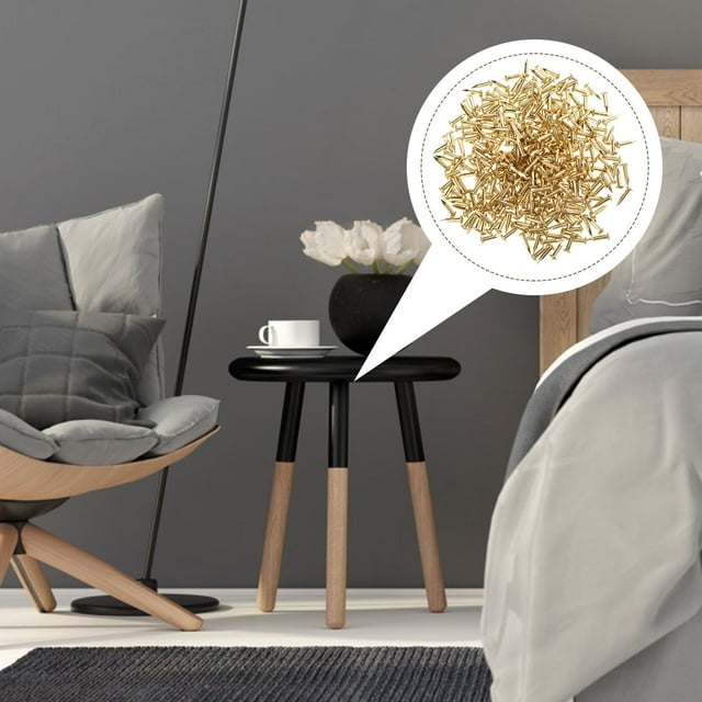 UPOUART 285Pcs Copper Nail Assortment Kit for Furniture High Hardness Golden Round Head Nails